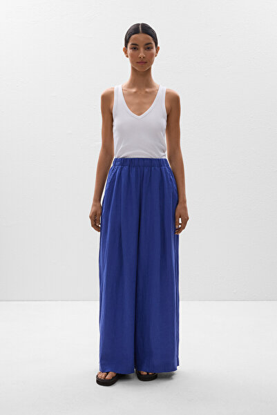 Oysho % 100 keten düz kesim geniş pantolon