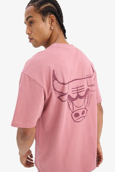 DeFacto Tricou cu mânecă scurtă cu imprimeu pe spate Nba Chicago Bulls Boxy Fit E2184ax25sm