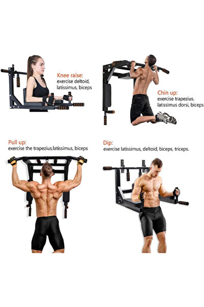 YALLA HomeGym Heavy Duty Pull Up Bar, Multi Grip Wall Mounted Pull Up Bar, Chin-Up Station