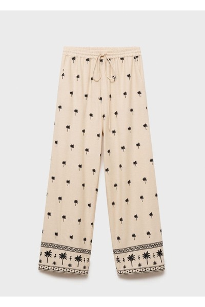 MANGO Woman İşlemeli düz kesim pantolon