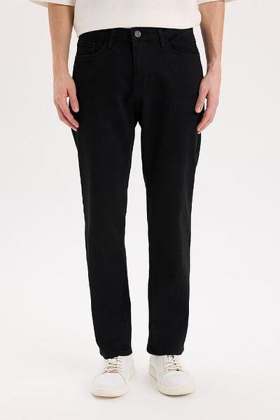 DeFacto Diago Comfort Fit Άνετη εφαρμογή Ψηλόμεσο Φαρδύ Μαύρο Τζιν Παντελόνι E3323ax25sp