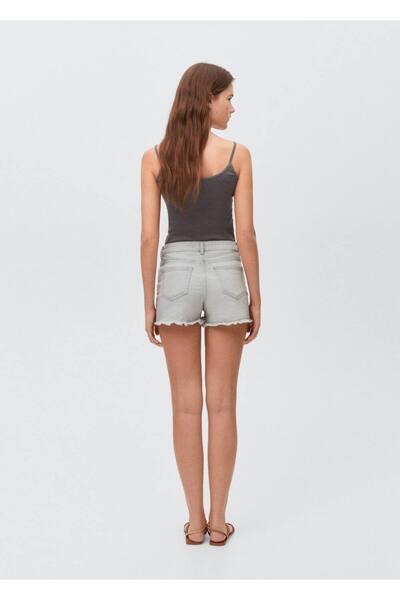 Mango Teen Paçaları dikişsiz denim şort