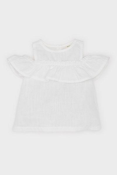 DeFacto Baby Girl Crew Neck Flame Poplin Short Sleeve Shirt E2849A525Sm