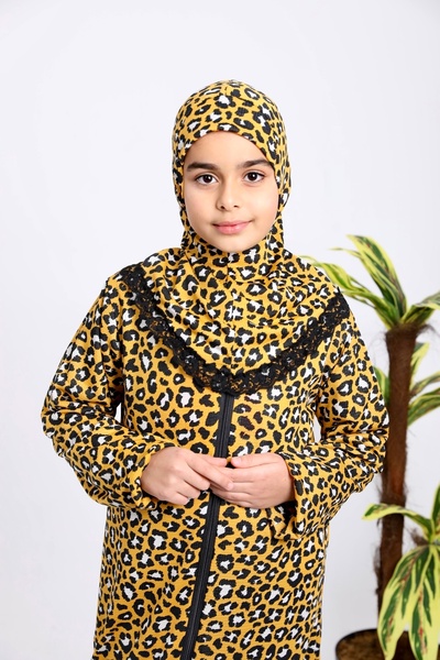 kayde Kız Çocuk Namaz Elbisesi Sarı Çiçekli