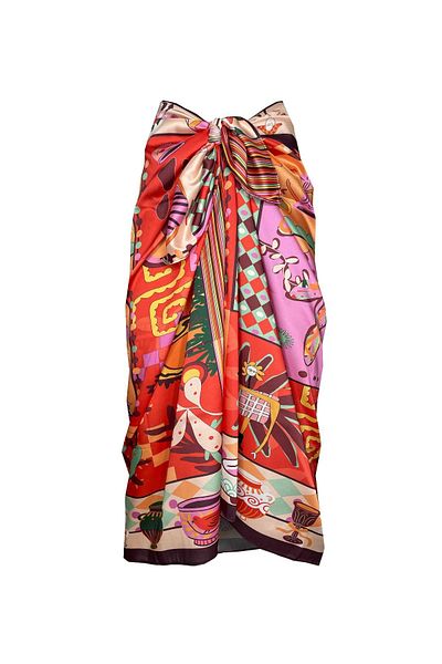 Bolder Pomegranate Flower Pattern Pareo 95Cm*145Cm Fabric