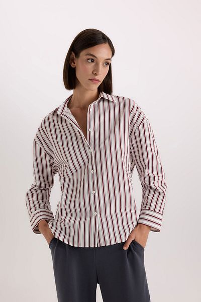 DeFacto Fall in Love Regular Fit Sleepwear Collar Poplin Casual Top E2351Ax24Wn
