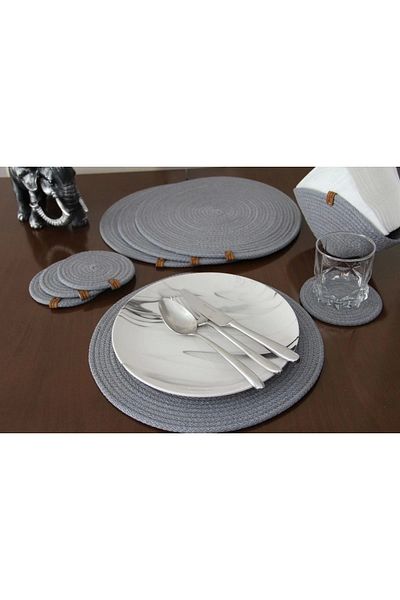 Hediyeninellitonu 9 Piece Placemat Set for 4 Persons, Charger Set, Plate Coaster, Coaster, Runner