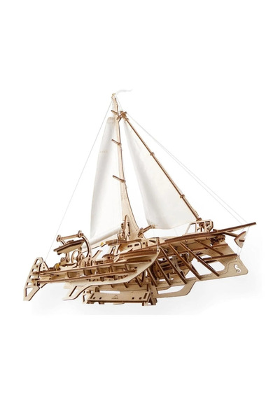 Ugears 3D Mechanical Puzzle - Wooden Trimaran Boat