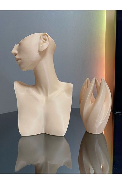 Goplast Premium 21cm Set of 2 Skin Color Decorative Jewelry Organizer Manikin Stand Set Stylish Makeup Jewellery Necklace Exhibition