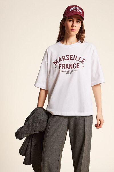 DeFacto Tricou cu mânecă scurtă din bumbac pieptănat, cu mânecă scurtă, cu imprimeu, cu croială largă, E2795ax25sp