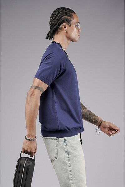 king brich Ανδρικό T-Shirt Crew Neck Raglan Sleeve Knitwear