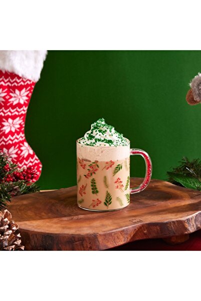 Karaca New Year Christmas Borosilicate, Mug with Jeweled Handle, 400ML, Multi