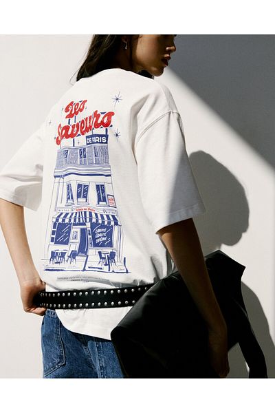 Pull & Bear Cafeteria graphic T-shirt