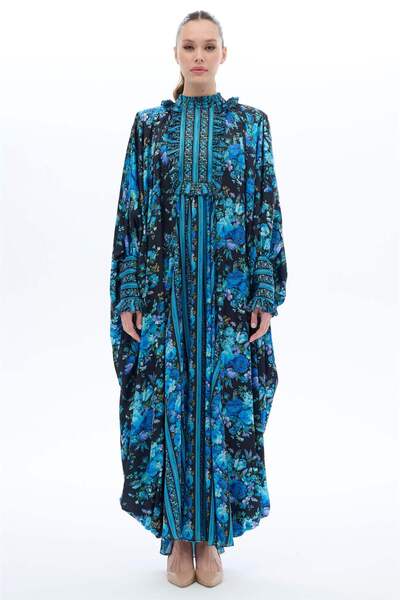 miha Hicran Önal Φόρεμα καφτάνι με ρίγες και γαρνιτούρα Saks