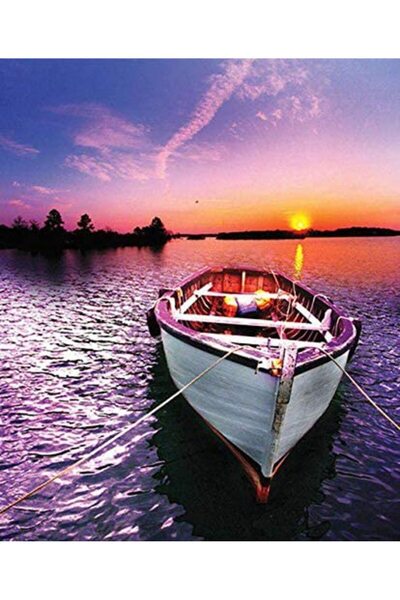 Genel Markalar Sunset ve Kayık Çerçeveli 40x50 Sayılarla Boyama Hobi Seti