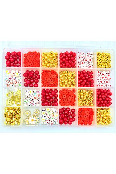 yiğit aksesuar Red Pearl Bead Letter Jewelry Bracelet Making Kit Hobby Supplies 4
