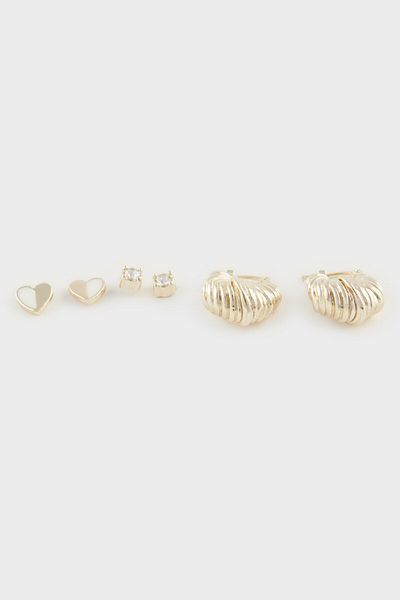 DeFacto Women's 3-Piece Gold Earrings E3062Axns