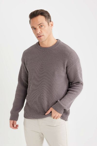 DeFacto Oversize Wide Fit Crew Neck Knitwear Sweater B9718Ax24Wn