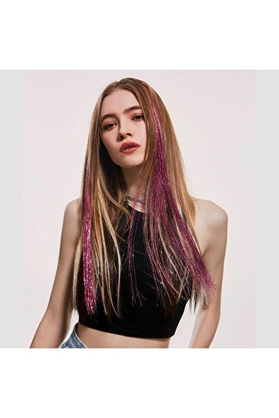 AKOLİFE Pembe Saç Simi / Simli Saç Kaynak / Hair Tinsel / Parlak Örmeli Saç A...