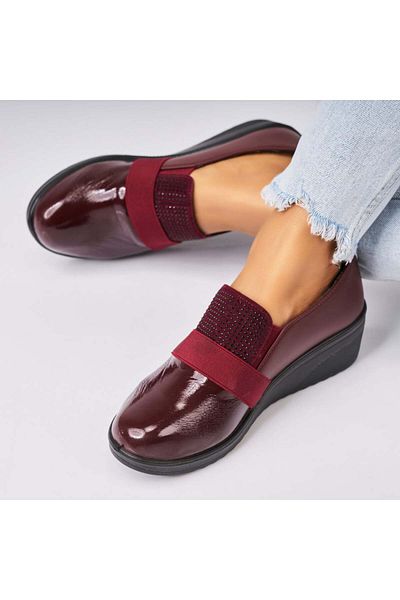 Joana Pantofi dama casual Bordo din Piele Ecologica Daizy