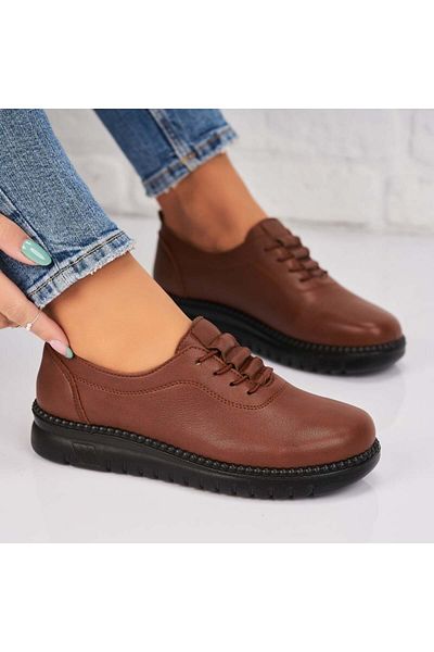 Joana Women's casual shoes Brown made of ecological leather Analia
