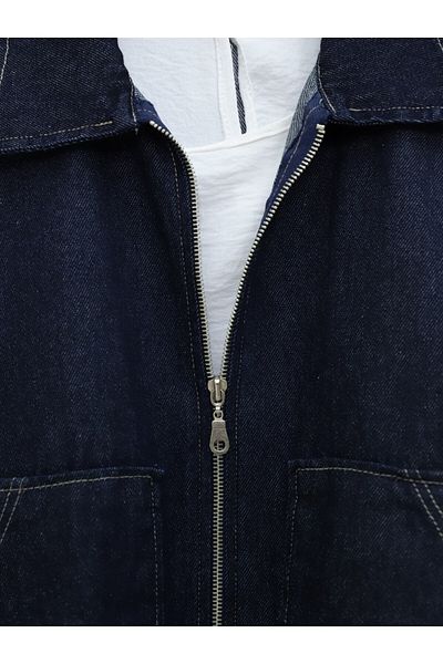 Modamorfo Buttoned Zippered Skirt Denim Suit - Navy