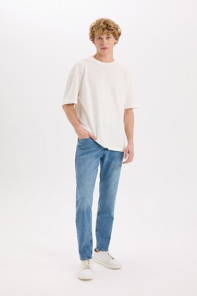 DeFacto Slim Tapered Fit Skinny Fit Κανονική μέση που συρρικνώνει το πόδι Jean παντελόνι D8745ax25sp
