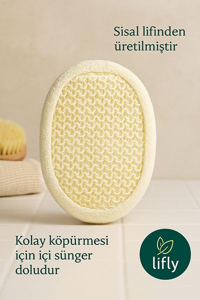 lifly Natural Sisal Chubby Sponge Washcloth - Bath Loofah - Sisal Bath Loofah Scrub - Bath Sponge