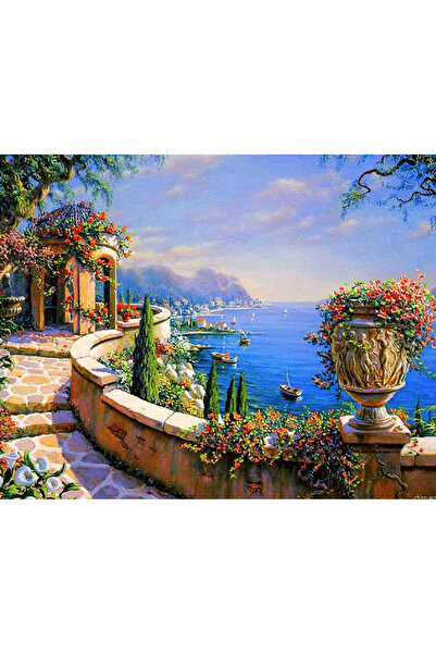 HOBBYLAB Çiçekli Taş Yol Çerçeveli 70x90 Sayılarla Boyama Hobi Seti