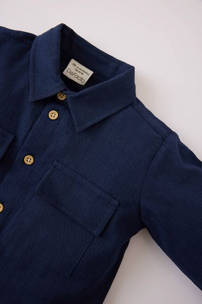 DeFacto Baby Boy Crew Neck Flamed Poplin Long Sleeve Shirt E2001A525Sp