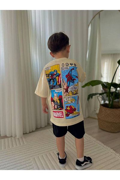Canlook Super Heroes Cartoon Character Printed Summer Bottom-Top Set