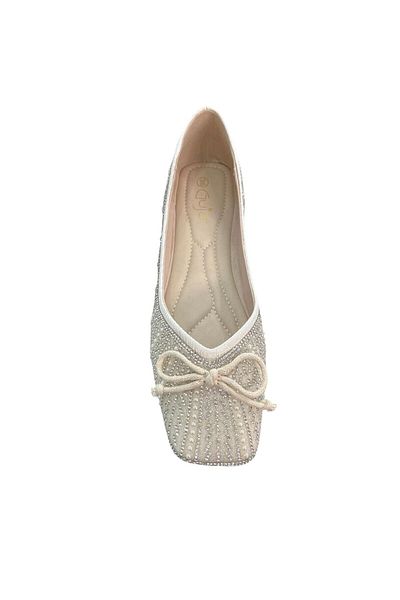 Guja Women's Silver Stone Orthopedic Stylish Shiny Flat Sole Pointed Toe Evening Dress Casual Shoes