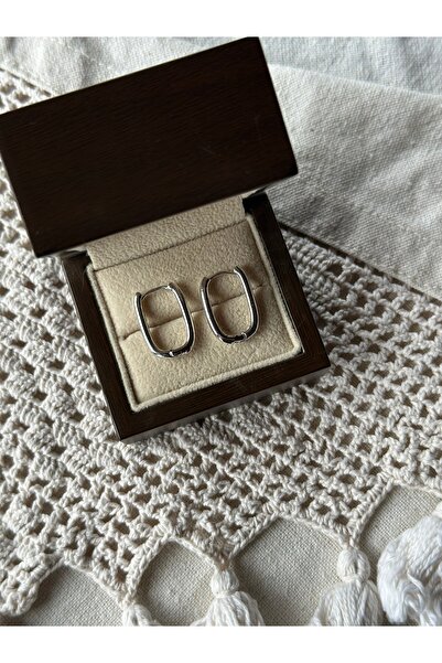 MİOSA Dörtgen Halka Kadın Gümüş Küpe