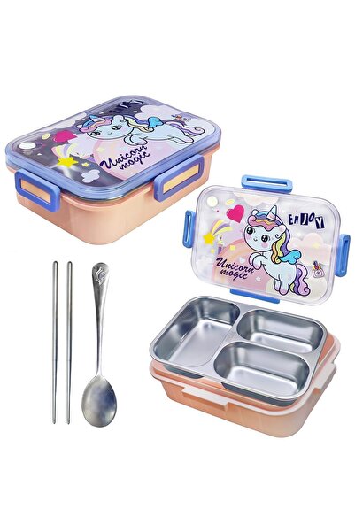 Vagonlife Unicorn Stainless Steel Lunchbox For Kids 3 Compartment Insulated T...
