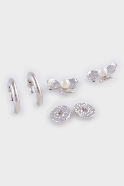 DeFacto Women's 3-Piece Silver Earrings E3067Axns
