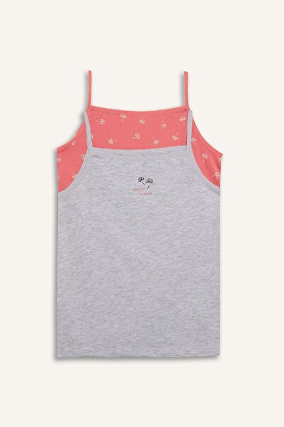 DeFacto Kız Çocuk Desenli 2'li Iç Atlet E1862a824au