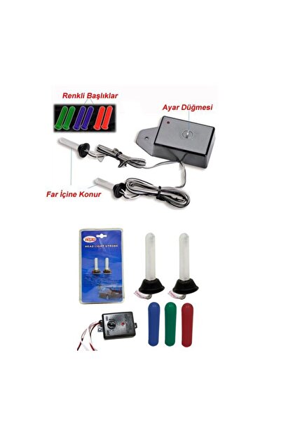 Nettedarikçisi Oto Çakar Lamba Beyaz Kırmızı Mavi Yeşil Far İçi Renkli Kapüşo...