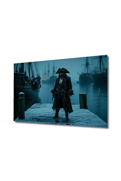 Teona Ahşap Kaptan Jack Sparrow Karayip Korsanları Yağlı Boya Görünümlü Dekoratif Ahşap Ev/İşyeri/Ofis Tablo