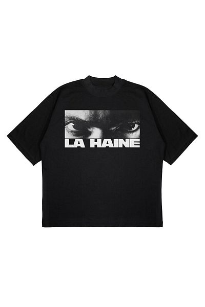 TRAGEDY Tricou oversize unisex La Haine V2 cu imprimeu Boxy Fit din țesătură groasă