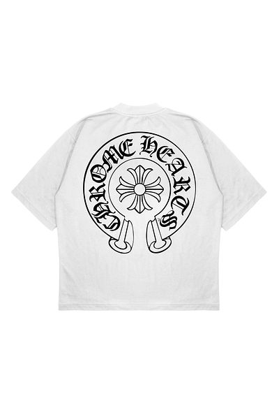 TRAGEDY Unisex Oversize Chrome Hearts με στάμπα Boxy Fit Μπλουζάκι από χοντρό ύφασμα