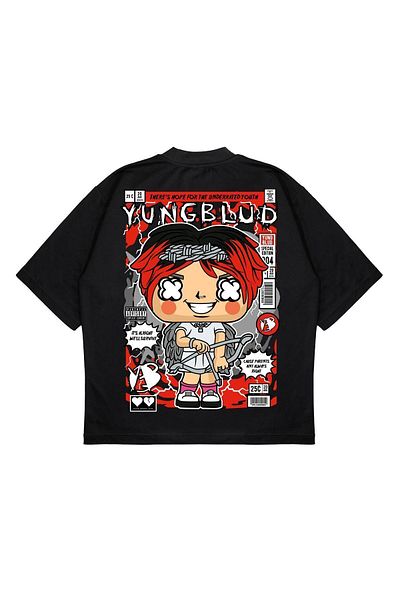 TRAGEDY Μπλουζάκι Unisex Oversize Yungblud Back Printed Boxy Fit από χοντρό ύφασμα