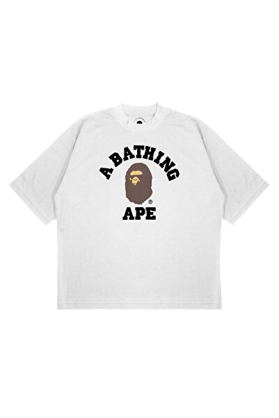 TRAGEDY Unisex Oversize a Bathing Ape Printed Boxy Fit Thick Fabric T-Shirt