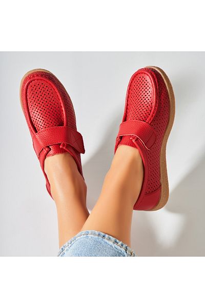 Joana Women's moccasins, genuine leather, red, Takari