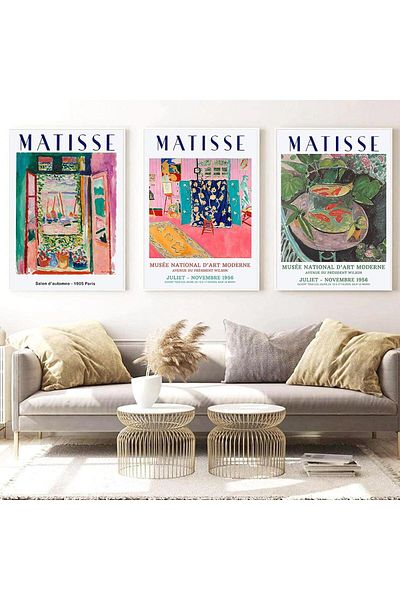 Linacci 3-Piece White Metal Frame Matisse Painter Glass Painting Set