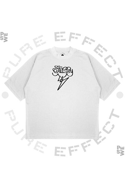 TRAGEDY Unisex Oversize Cloudy Lightning Printed Boxy Fit Μπλουζάκι από χοντρό ύφασμα