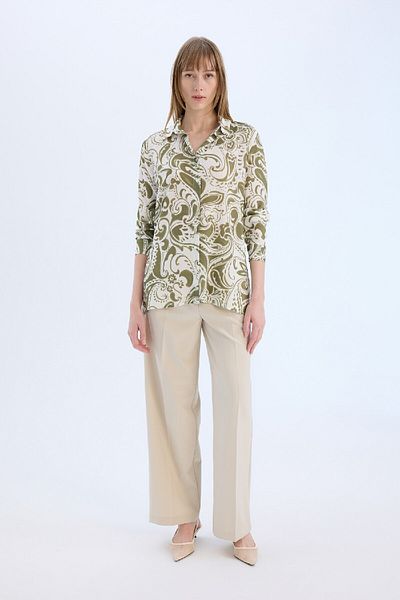 DeFacto Oversize Wide Fit Shirt Collar Printed Long Sleeve Tunic E4347Ax