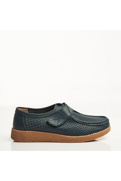 Joana Women's Loafers Natural Leather Navy Blue Takari