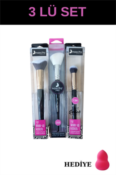 nascita Profesyonel Oval Yapılı Kapatıcı Fırçası 136+3d Kabuki Fondöten Fırça...