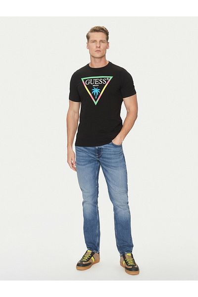 Guess Ss Cn Triangle Palm Tee Men's Black T-Shirt F5Gi00J1314-Jblk