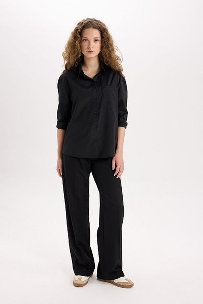 DeFacto Übergroßes, weit geschnittenes Popeline-Langarmshirt E2294AXNS